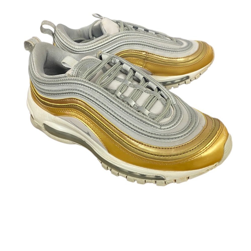 Nike Air Max 97 Sneakers Kids Girls Gold White Running 6.5Y 6.5